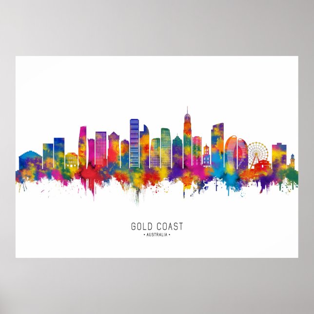 Guld Kusten Australien Skyline Poster (Framsidan)