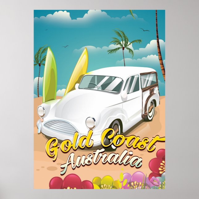 Guld Kusten Australien vintage resor poster (Framsidan)