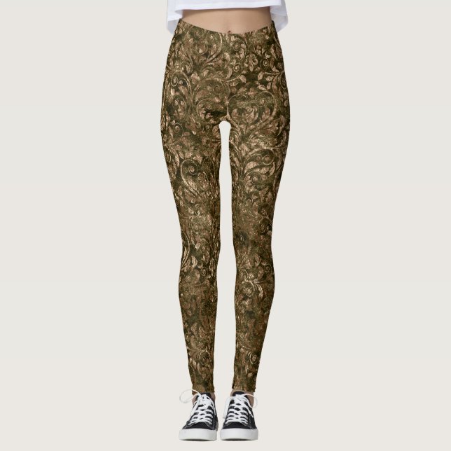 Guld Kvinnors krossade sammetsleggings Leggings (Framsida)