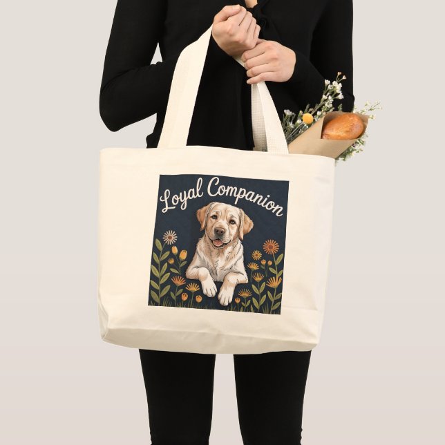 Guld Labrador Retriever Quilt Design – Lekfull Jumbo Tygkasse (Framsida (produkt))