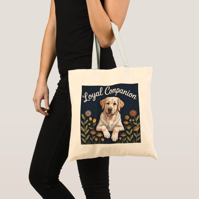 Guld Labrador Retriever Quilt Design – Lekfull Tygkasse (Framsida (produkt))