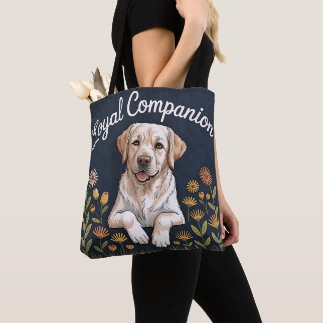 Guld Labrador Retriever Quilt Design – Lekfull Tygkasse (Närbild)