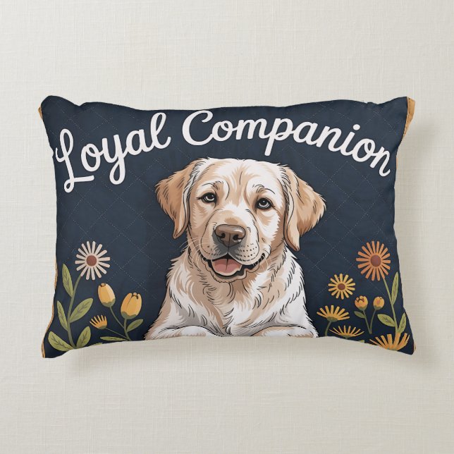 Guld Labrador Retriever Quiltedesign – Lekfull  Prydnadskudde (Framsidan)