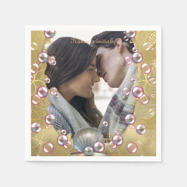 Guld lace & Pearls Pappersservett (Framsidan)