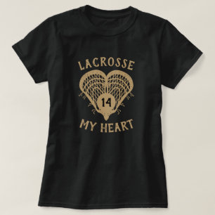 Guld Lacrosse mitt hjärta T-Shirt