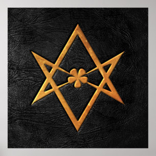 Guld- läder för Thelemic Unicursal Hexagramsvart Poster