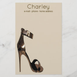 Guld läderstiletto strappa skor - personlig brevpapper