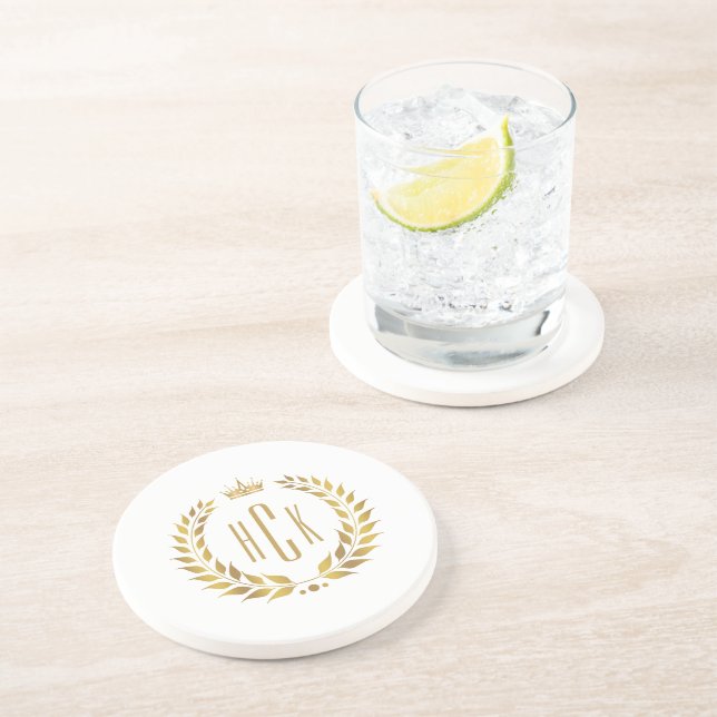 Guld lagerkrans Anpassad monogram Underlägg (Sidan)