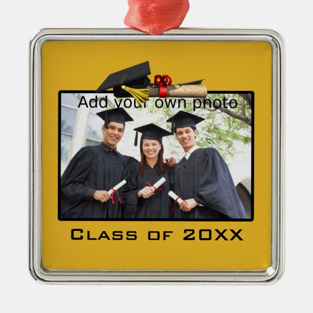 Guld Lägg till foto/år Studenten Julgransprydnad Metall (Framsidan)