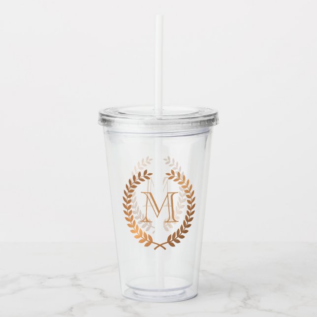 Guld- lagrarkranMonogram Take Away Mugg (Framsida)
