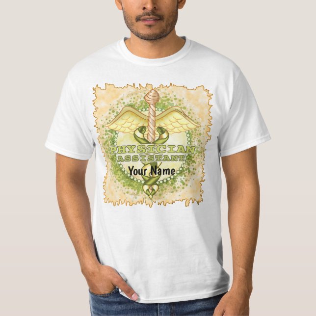 Guld läkarassistent kaducé  t shirt (Framsida)