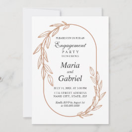 Guld lämnar. Elegant ram Luxury Förlovningsfest Inbjudningar