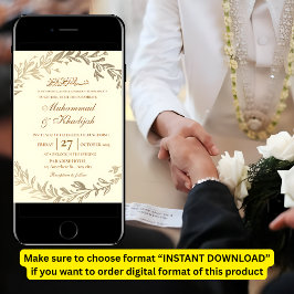 Guld Lämnar inbjudan till muslimska bröllop, Nikah