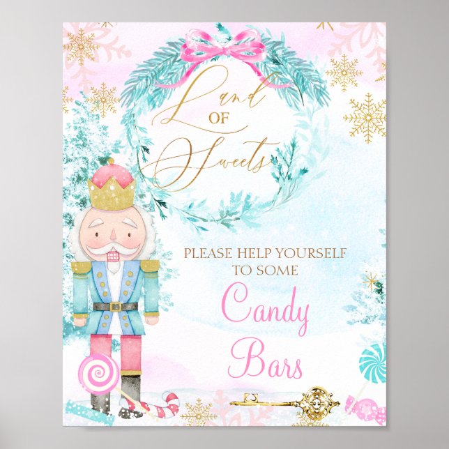 Guld Land Sweets Nutcracker Birthday Sign Poster (Framsidan)