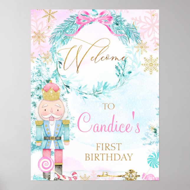 Guld Land Sweets Nutcracker Birthday Välkommen Poster (Framsidan)