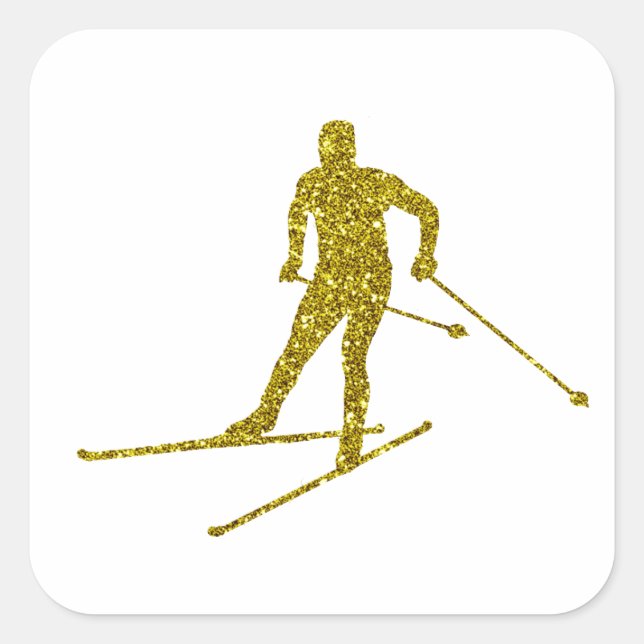Guld Längdskidåkning Klistermärke (Framsida)