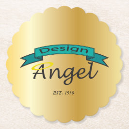 Guld langetterad beställnings- logotyp som underlägg papper