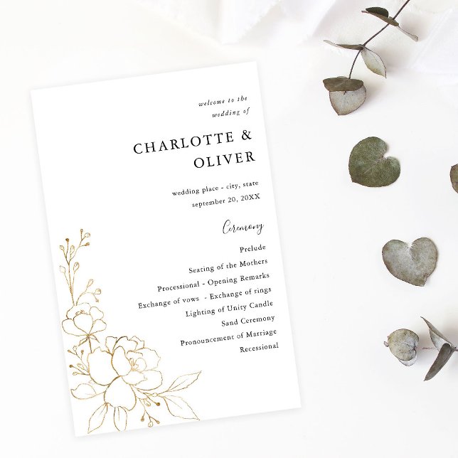 Guld-länkade Blommigt Bröllop Ceremony MEDIUM Flygblad (Skapare uppladdad)