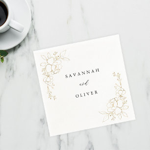 Guld-länkade Blommigt Namn Napkins Pappersservett