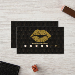 Guld Läppar Art Deco Makeup Artist Salon Loyalty Lojalitetskort
