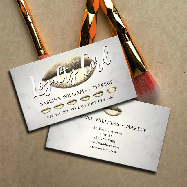 Guld läppar består av förmånskort visitkort (Skapare uppladdad)