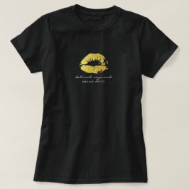 guld läppar för en konstgjord skönhets-mörk t-shirt