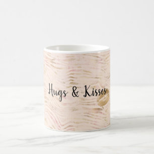 Guld Läppar Kiss Rosa Zebra tryck Kaffemugg