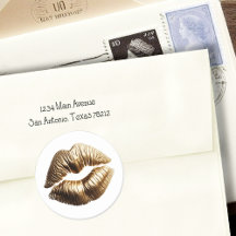 Guld Läppar Lipstick Kiss SWAK Classic Round Stick