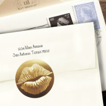 Guld Läppar Lipstick Kiss SWAK Classic Round Stick