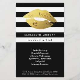 Guld Läppar med svartvit Rand - Makeup-konstnär Flygblad