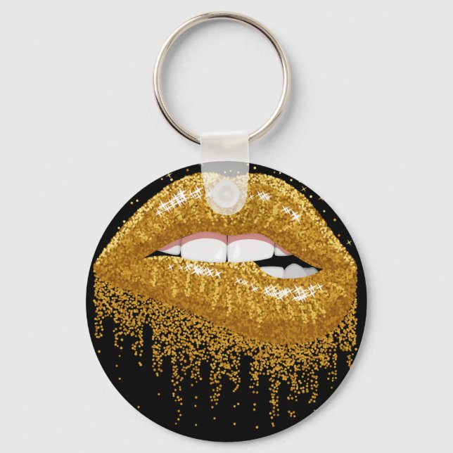 Guld Läppar Nyckelring (Framsida)
