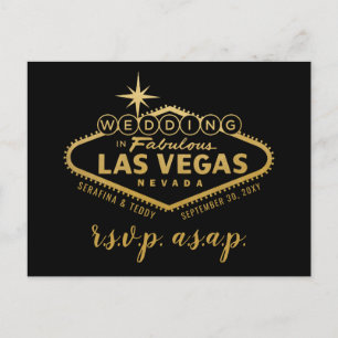 Guld Las Vegas-Bröllop OSA-svarskort för signering Meddelande Vykort