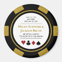 Guld Las Vegas Bröllop spara datum Poker Chip