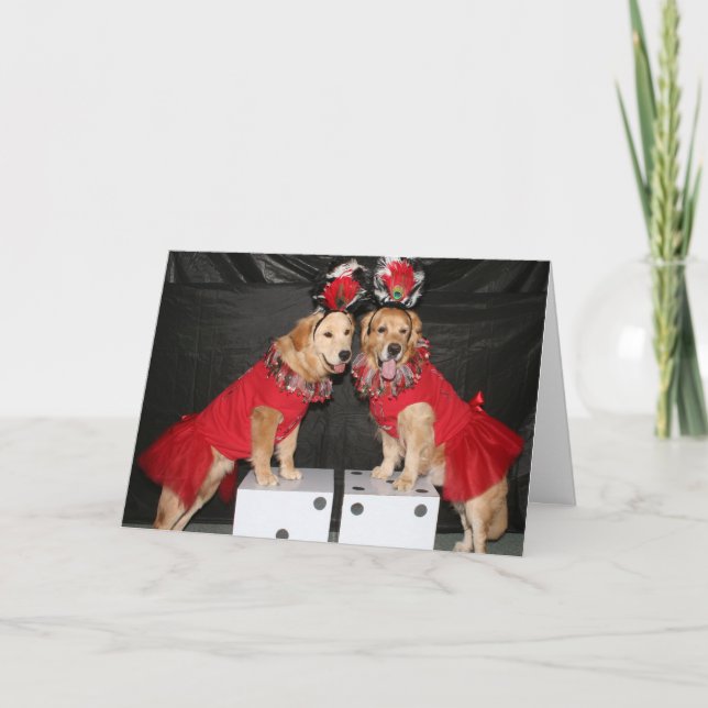 Guld- Las Vegas Showgirlsfödelsedag Kort (Framsida)