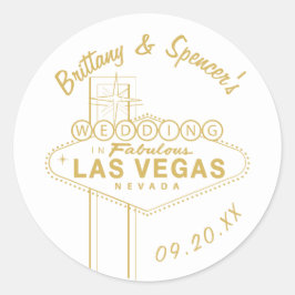 Guld Las Vegas Sign Bröllop Runt Klistermärke
