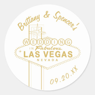 Guld Las Vegas Sign Bröllop Runt Klistermärke