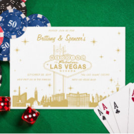 Guld Las Vegas Skyline bröllopsinbjudan Inbjudningar