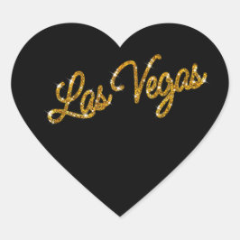 Guld Las Vegas Sparkles Sticker Hjärtformat Klistermärke