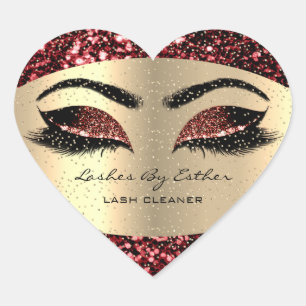 Guld lash by Cleaner Heart Makeup Burgundy Hjärtformat Klistermärke
