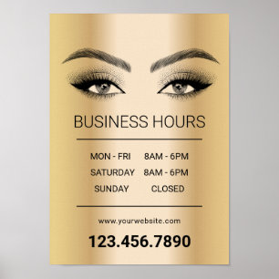Guld Lash Makeup Artist Salon-öppettider Poster
