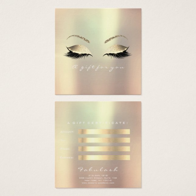 Guld Lash Makeup Öga Fyrkantigt Visitkort (Framsida & baksida)