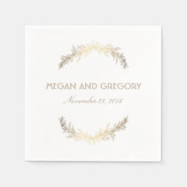 Guld Laurel Elegant White Bröllop Pappersservett