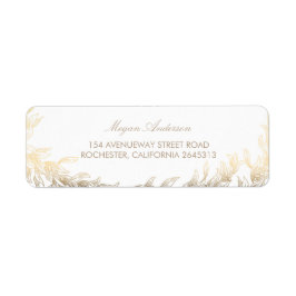 Guld Laurel Grenar Bröllop Returadress Etikett