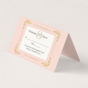Guld Laurel Löv Rosa Wandequinceanera Kort