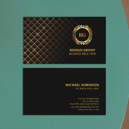 Guld Laurel Löv Vapensköld | Diamond Mönster | Lyx Visitkort