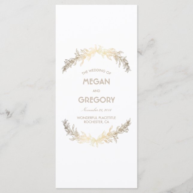 Guld Laurel Vintage bröllop-program Program (Framsida)