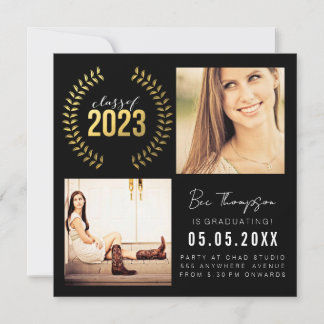 Guld Laurel Wandeand Class of 2023 Student Photo Meddelande