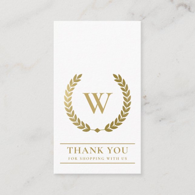 GULD LAUREL WREATH INITIAL LOGOTYP Business TACK Visitkort (Framsida)