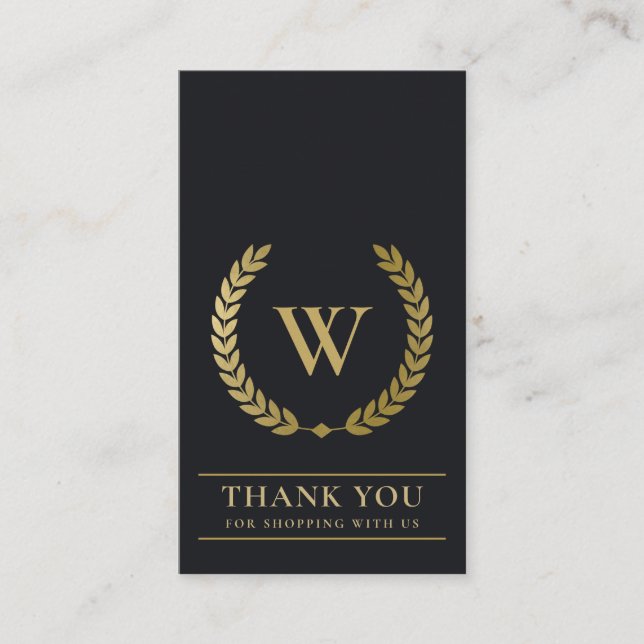 GULD LAUREL WREATH INITIAL LOGOTYP Business TACK Visitkort (Framsida)