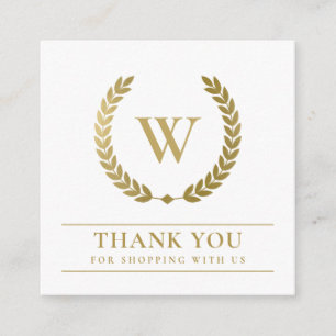 GULD LAUREL WREATH INITIATIV LOGOTYP AFFESS TACK FYRKANTIGT VISITKORT